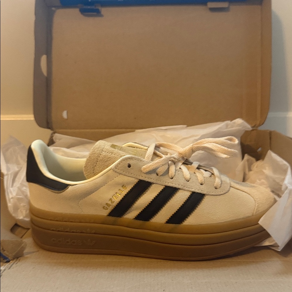 Adidas Gazelle Beige and Black Sneakers